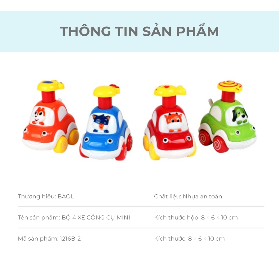 Đồ chơi bộ xe động vật PRESS & GO BAOLI 1216B-2 Đồ chơi bộ xe động vật PRESS & GO BAOLI 1216B-2