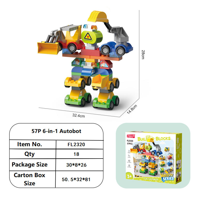 Đồ chơi robot xây dựng 6 trong 1 FEELO FL2320