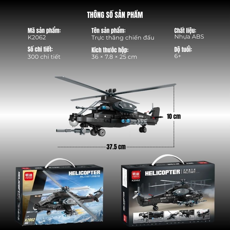 Trực thăng chiến đấu Helicopter MINGDI 300 mảnh 2 K2062 3