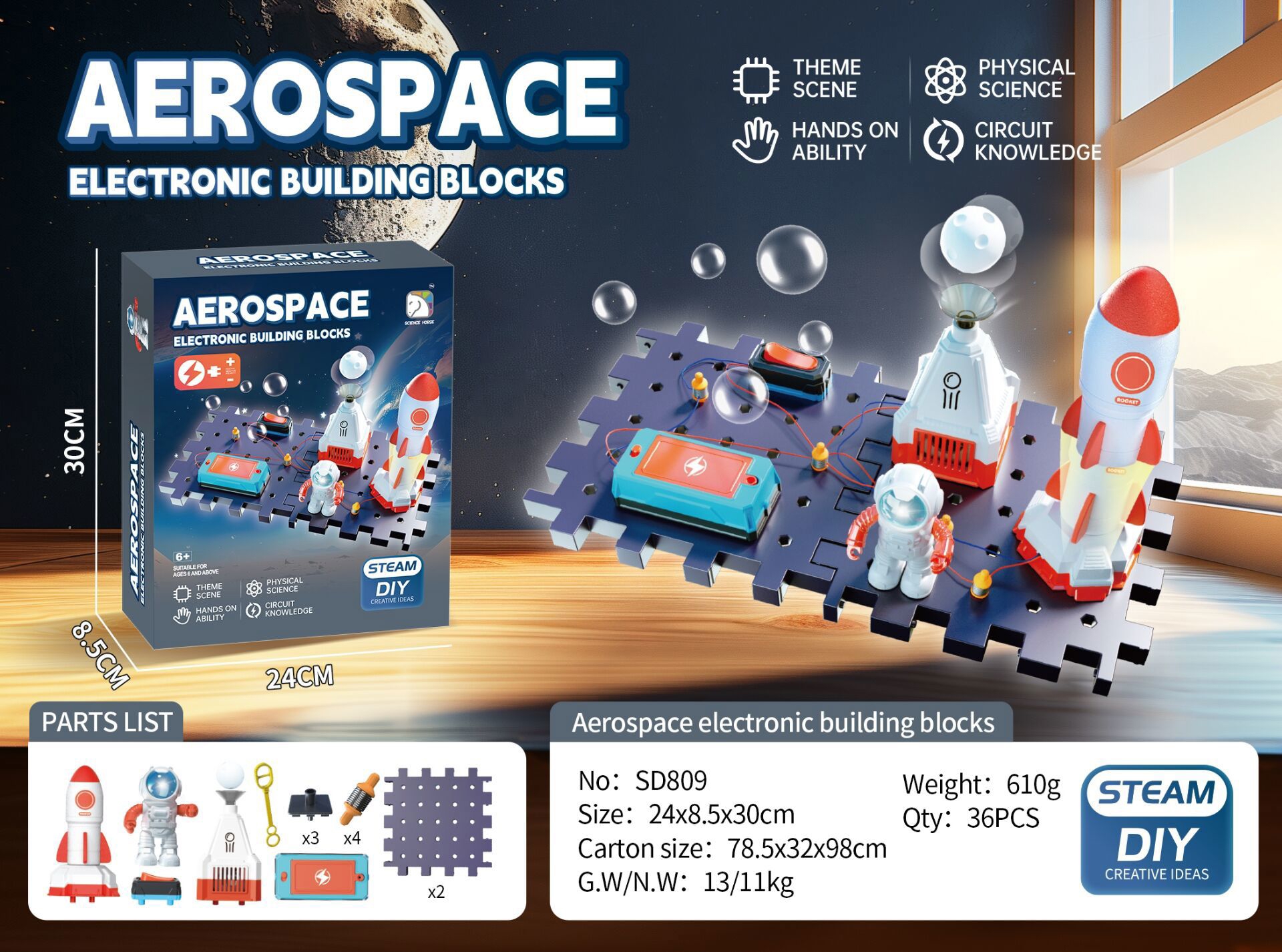 Đồ chơi bộ lắp ráp điện tử không gian SCIENCE HORSE