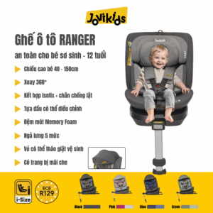 Jovikids Ranger (Blue) - Ghế ô tô trẻ em R129 cho bé sơ sinh - 12 tuổi