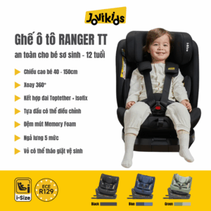 Jovikids Ranger TT (Black) - Ghế ô tô trẻ em R129 cho bé sơ sinh - 12 tuổi