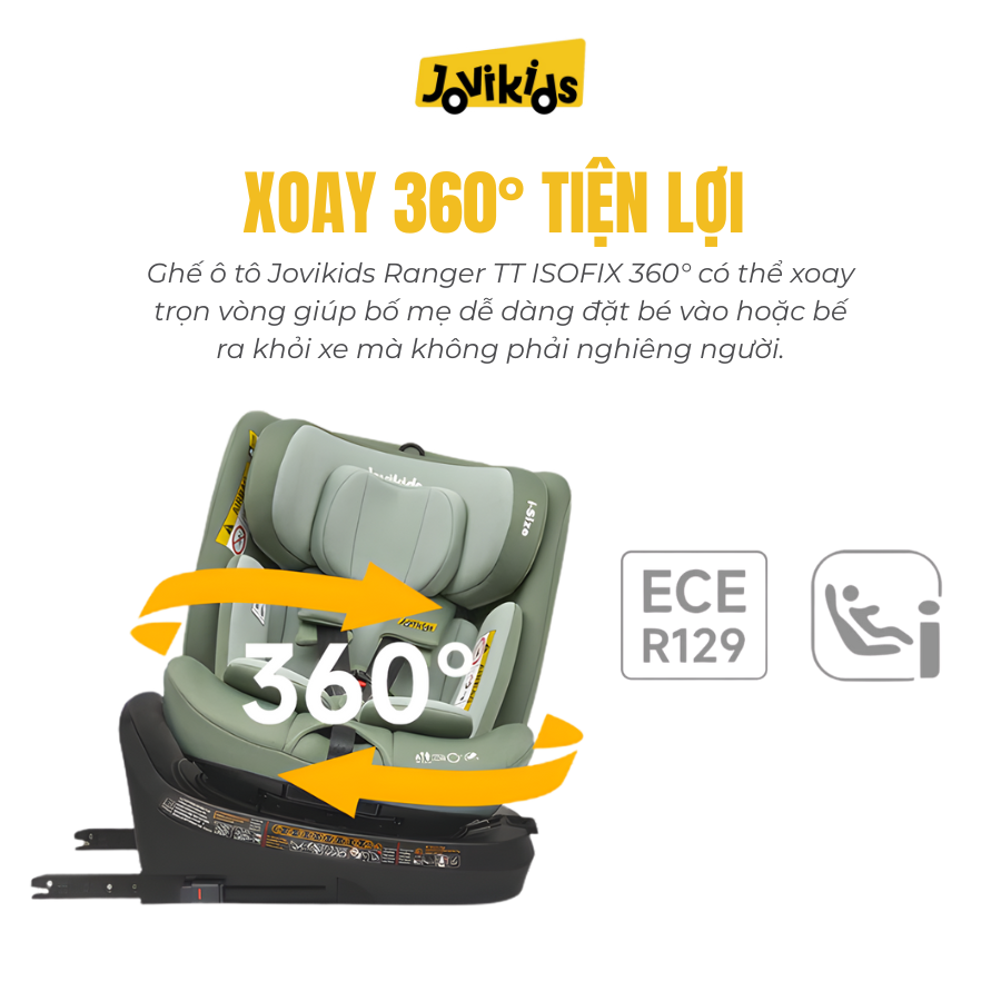 Jovikids Ranger TT (Green) – Ghế ô tô trẻ em R129 cho bé sơ sinh – 12 tuổi Jovikids Ranger TT (Green) – Ghế ô tô trẻ em R129 cho bé sơ sinh – 12 tuổi