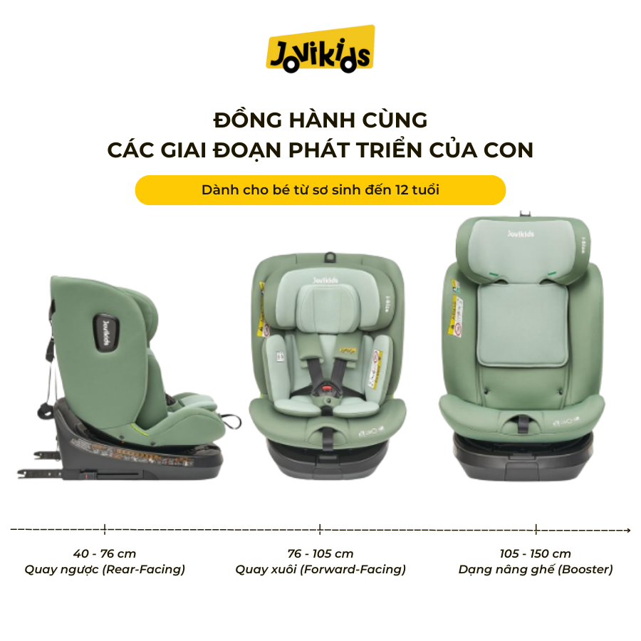 Jovikids Ranger TT (Green) – Ghế ô tô trẻ em R129 cho bé sơ sinh – 12 tuổi Jovikids Ranger TT (Green) – Ghế ô tô trẻ em R129 cho bé sơ sinh – 12 tuổi