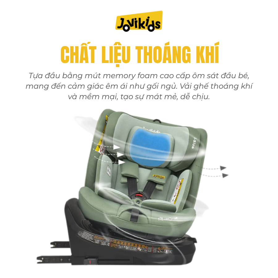 Jovikids Ranger TT (Green) – Ghế ô tô trẻ em R129 cho bé sơ sinh – 12 tuổi Jovikids Ranger TT (Green) – Ghế ô tô trẻ em R129 cho bé sơ sinh – 12 tuổi