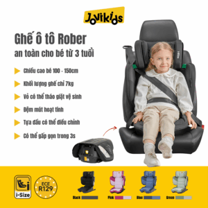 Jovikids Rober (Black) - Ghế ô tô trẻ em R129 cho bé từ 3 tuổi đến 12 tuổi