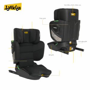 Jovikids Rober (Black) - Ghế ô tô trẻ em R129 cho bé từ 3 tuổi đến 12 tuổi