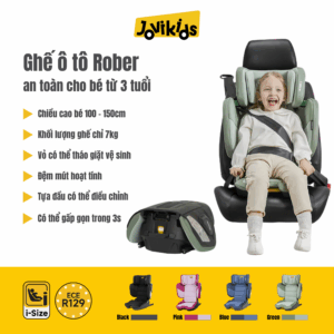 Jovikids Rober (Green) - Ghế ô tô trẻ em R129 cho bé từ 3 tuổi đến 12 tuổi