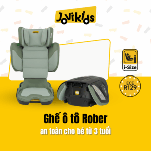 Jovikids Rober (Green) - Ghế ô tô trẻ em R129 cho bé từ 3 tuổi đến 12 tuổi