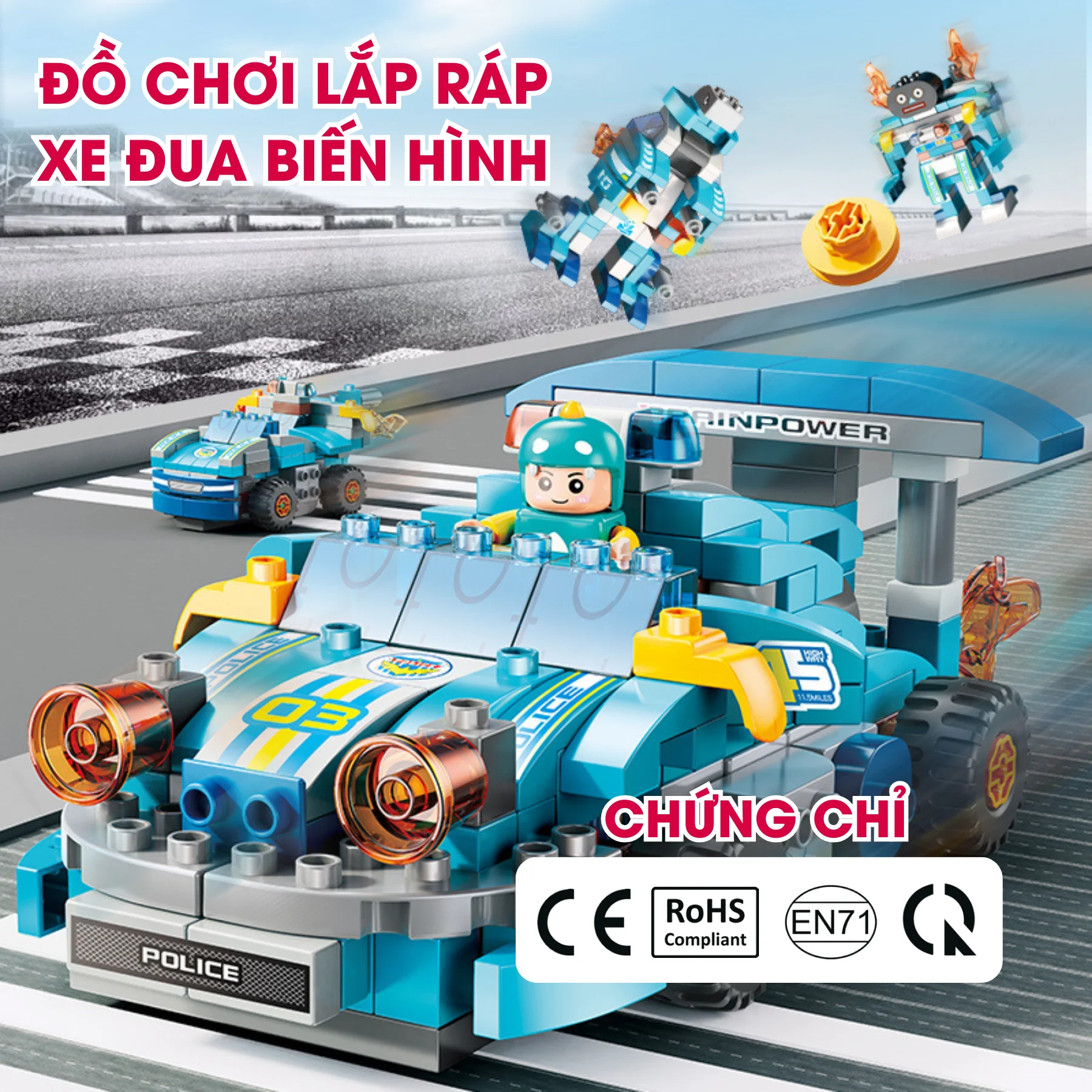 Đồ chơi lắp ráp xe đua biến hình FEELO 2 FL1183 2