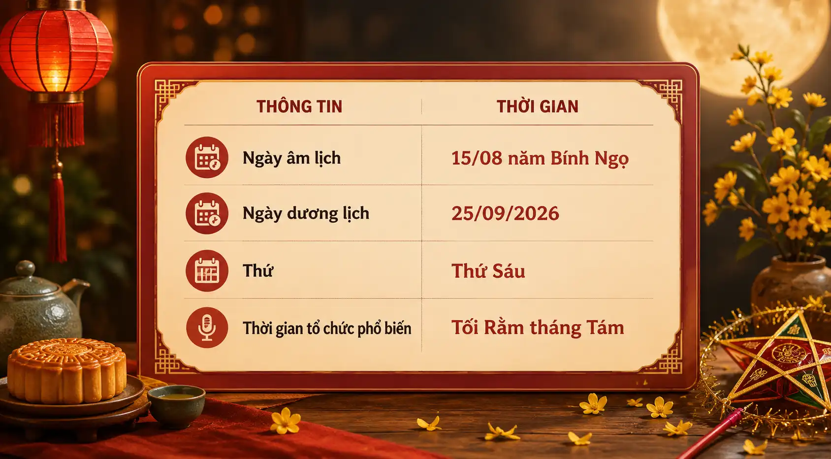Lịch Trung thu năm 2026