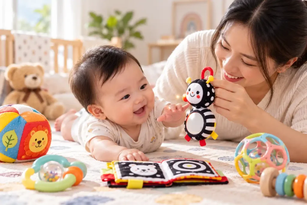 Gợi ý đồ chơi cho trẻ sơ sinh dưới 6 tháng an toàn và kích thích giác quan